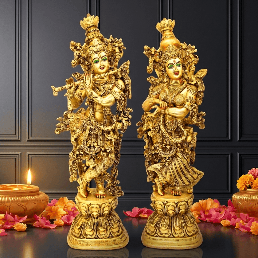Radha Krishna Pair UAE,Radha Krishna Pair Statue Brass,Radha Krishna Pair Statue,Radha Krishna Pair Idol for Home Decor,
