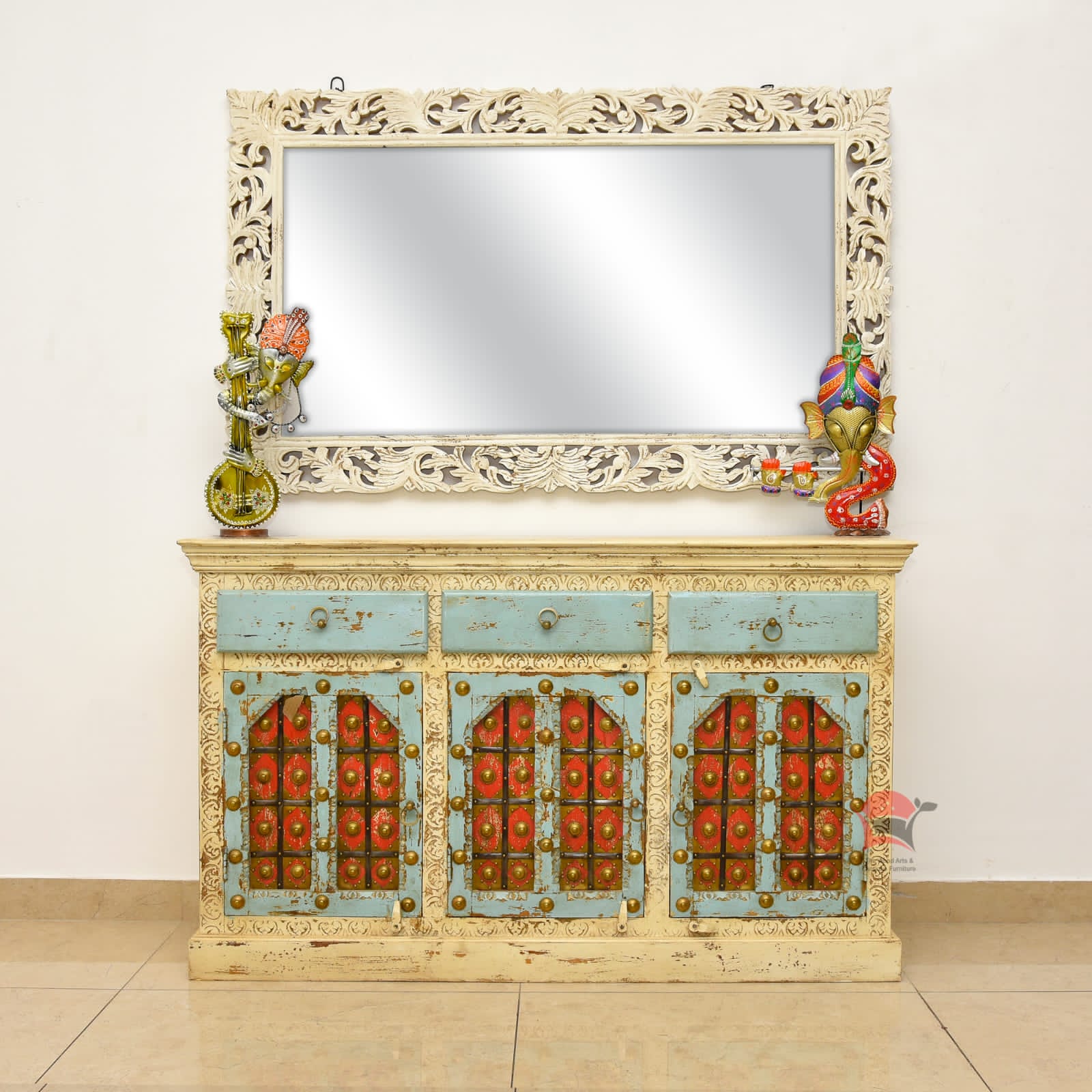 Wooden sideboard with rustic color finish