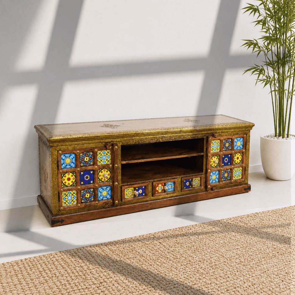 Royal Vintage Solid Sheesham Wood Entertainment Units