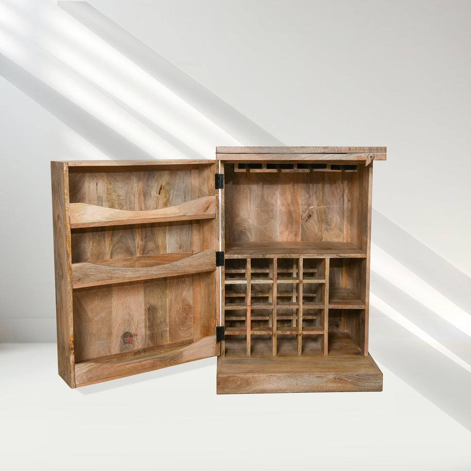 Prestige solid mango wood classic folding bar cabinet