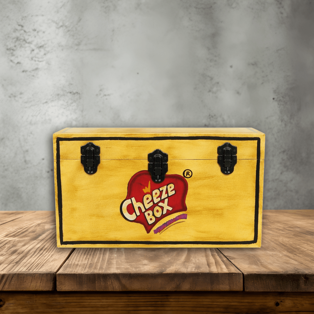 Wooden storage box with hand painted