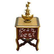 Solid Wood Antique Style Side Table with Brass Work | Dubai UAE
