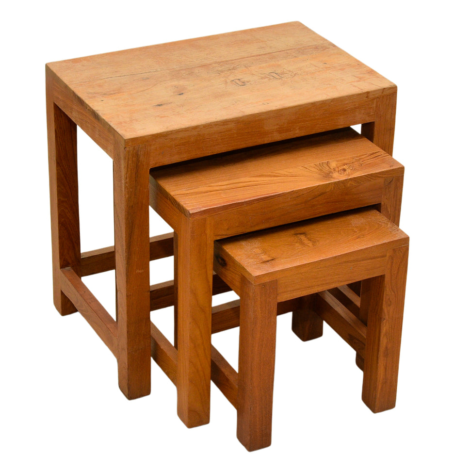 Solid Wood Nesting Table Set – 3 Pieces | Dubai UAE