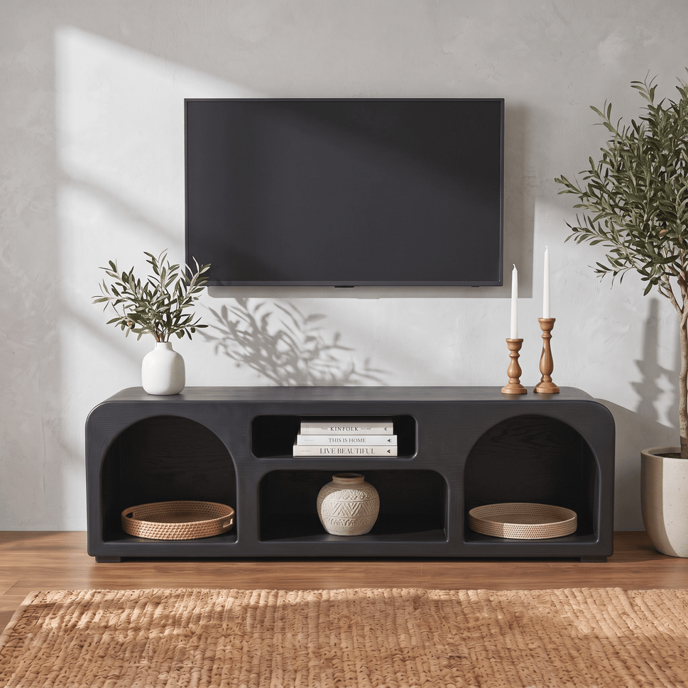 The Sierra Natural Wood Media Stand | Open Storage TV Unit UAE