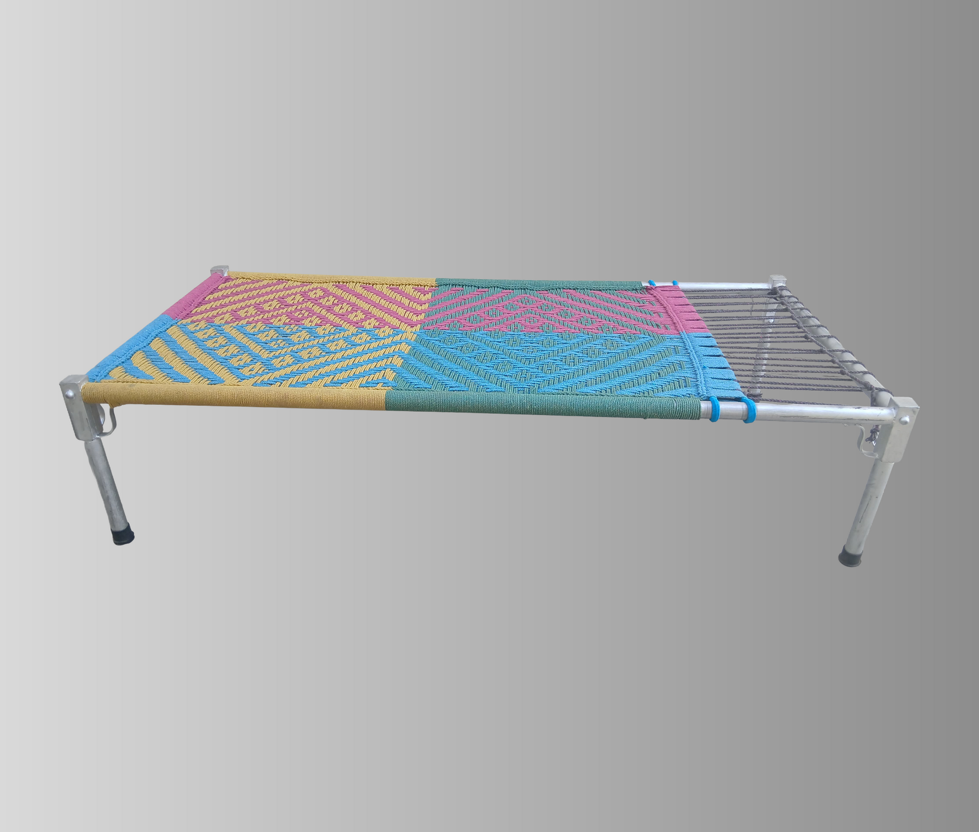 Traditional handwoven with metal frame charpai