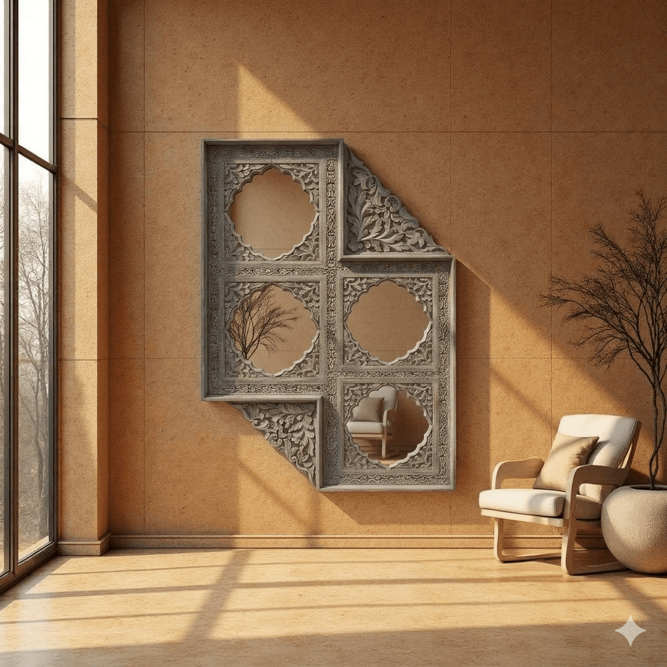 Hand Carved Mango Wood Jharokha Mirror Frame | UAE