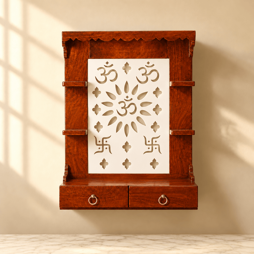 Sheesham wood wall hanging temple,Wall mounted solid wood mandir, Spiritual mandir for wall,Wall temple for home,Living room wall hindu pooja mandir UAE,