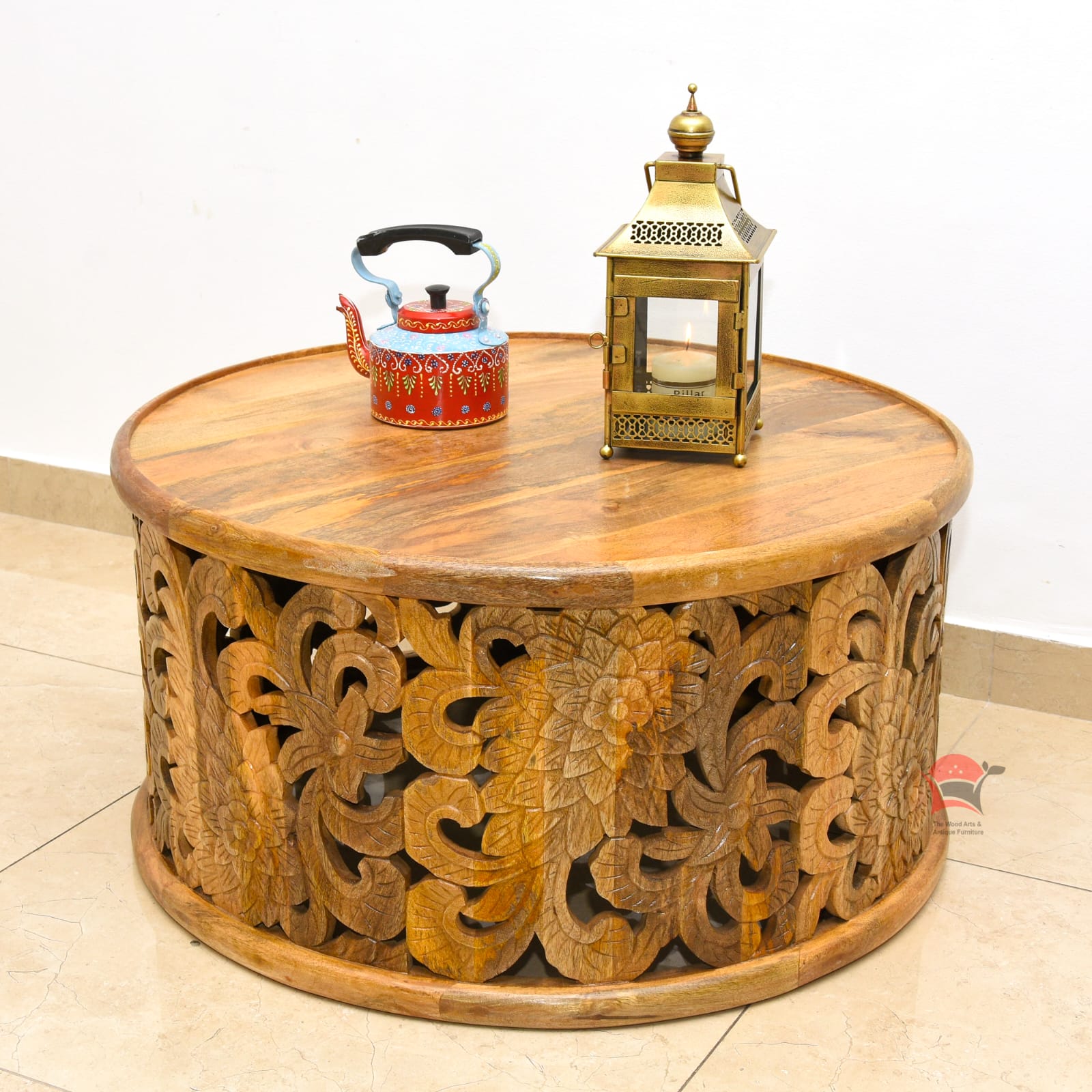 Antique Brown Round Coffee Table BARCT
