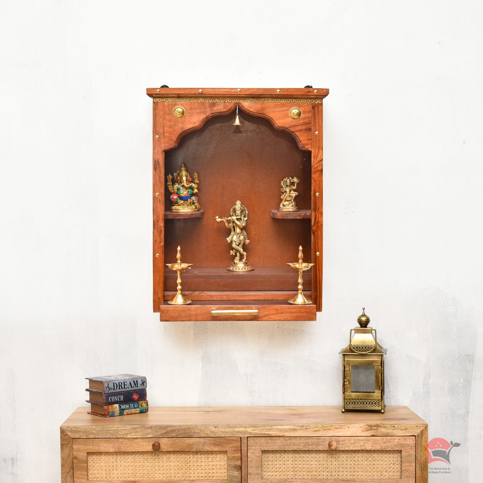 Solid wood wall hanging temple