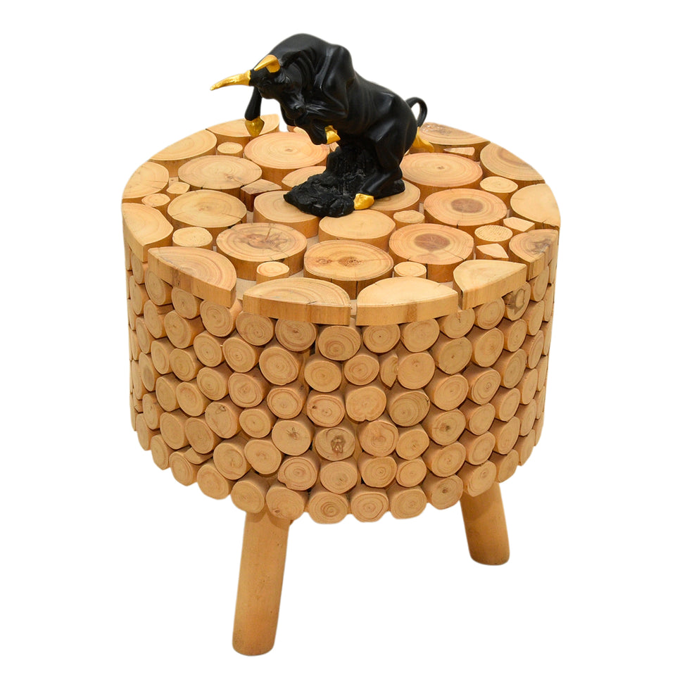 Mosaic Teak Art Stool & Side Table | Handcrafted Wooden Furniture UAE