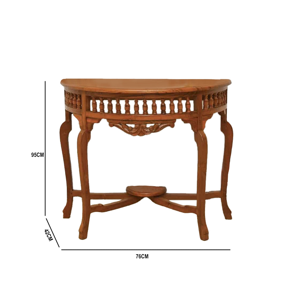 Half Moon Teak Wood Hand Carved Console Table | UAE