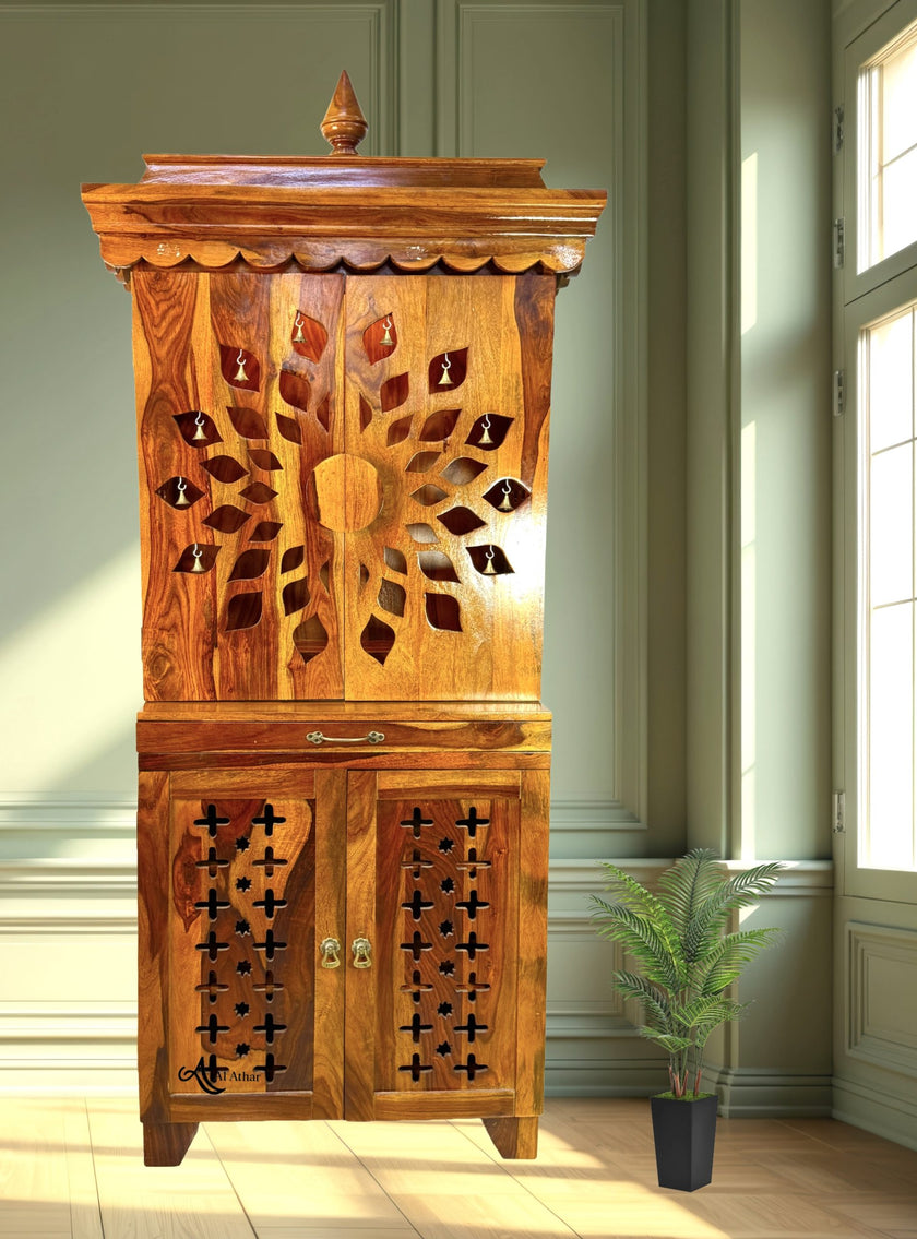 Handmade pooja mandir for home
Natural wood finish mandir