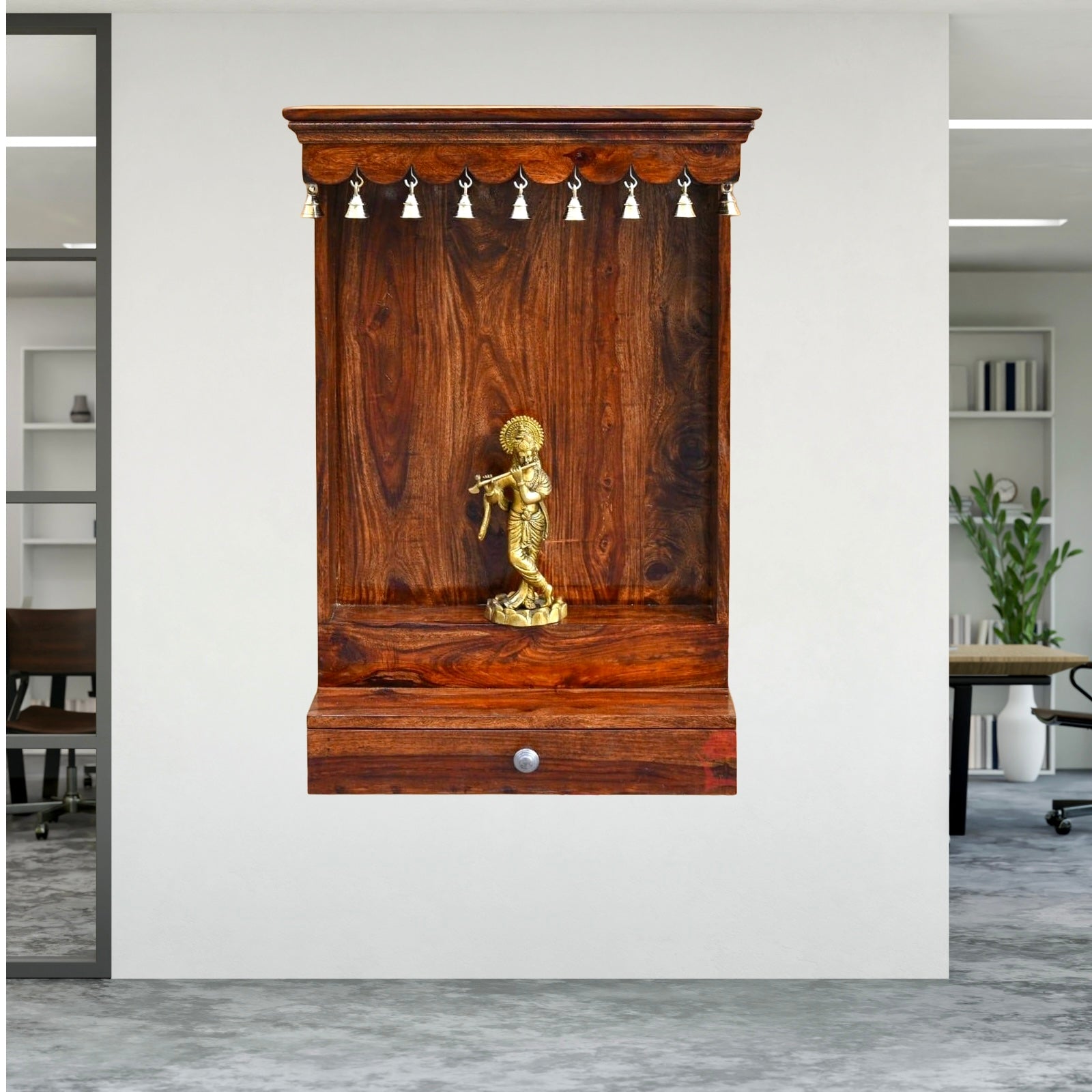 Wooden pooja temple
Handcrafted wall mandir
Indian wooden temple