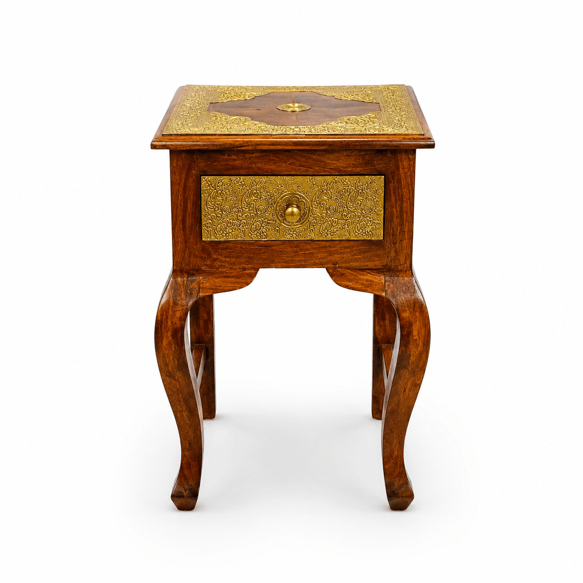 Wooden Squire coffee Table With Brass Fitting Work