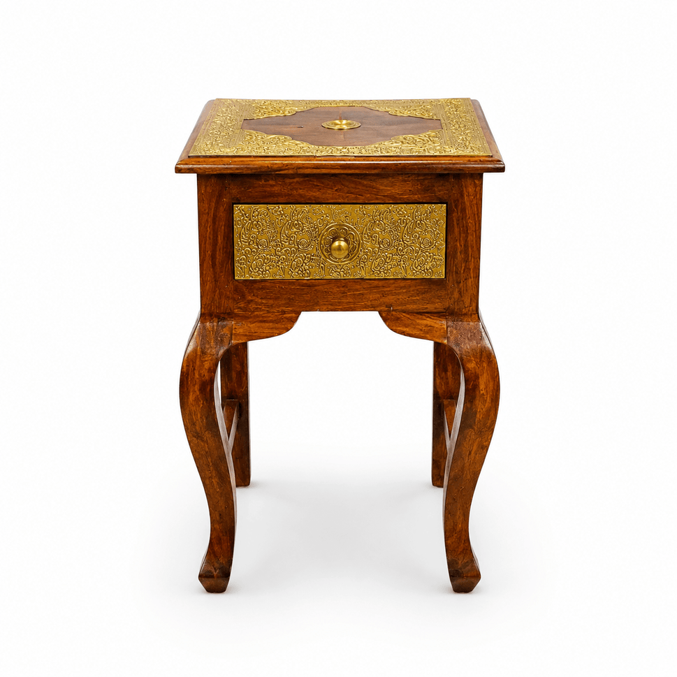 Wooden Squire coffee Table With Brass Fitting Work