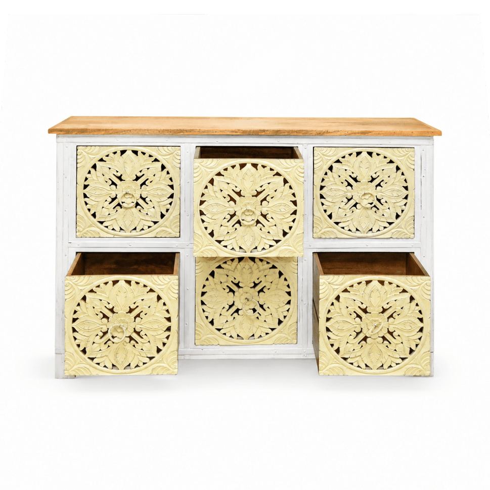Ivoria Floral Carved Solid Wood Buffet chest of drawers