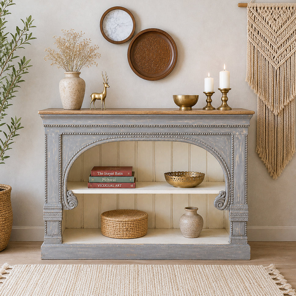 The Elora handmade mango wood display console table