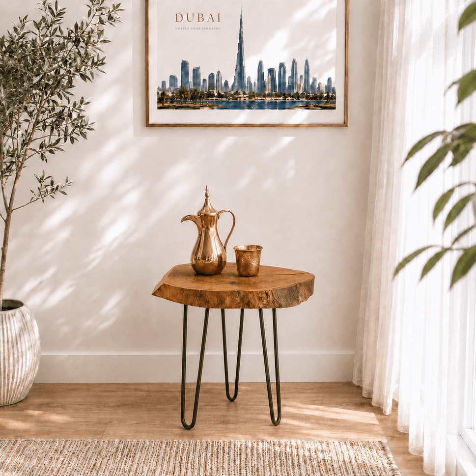 Organic Live Edge Wooden Stool Table