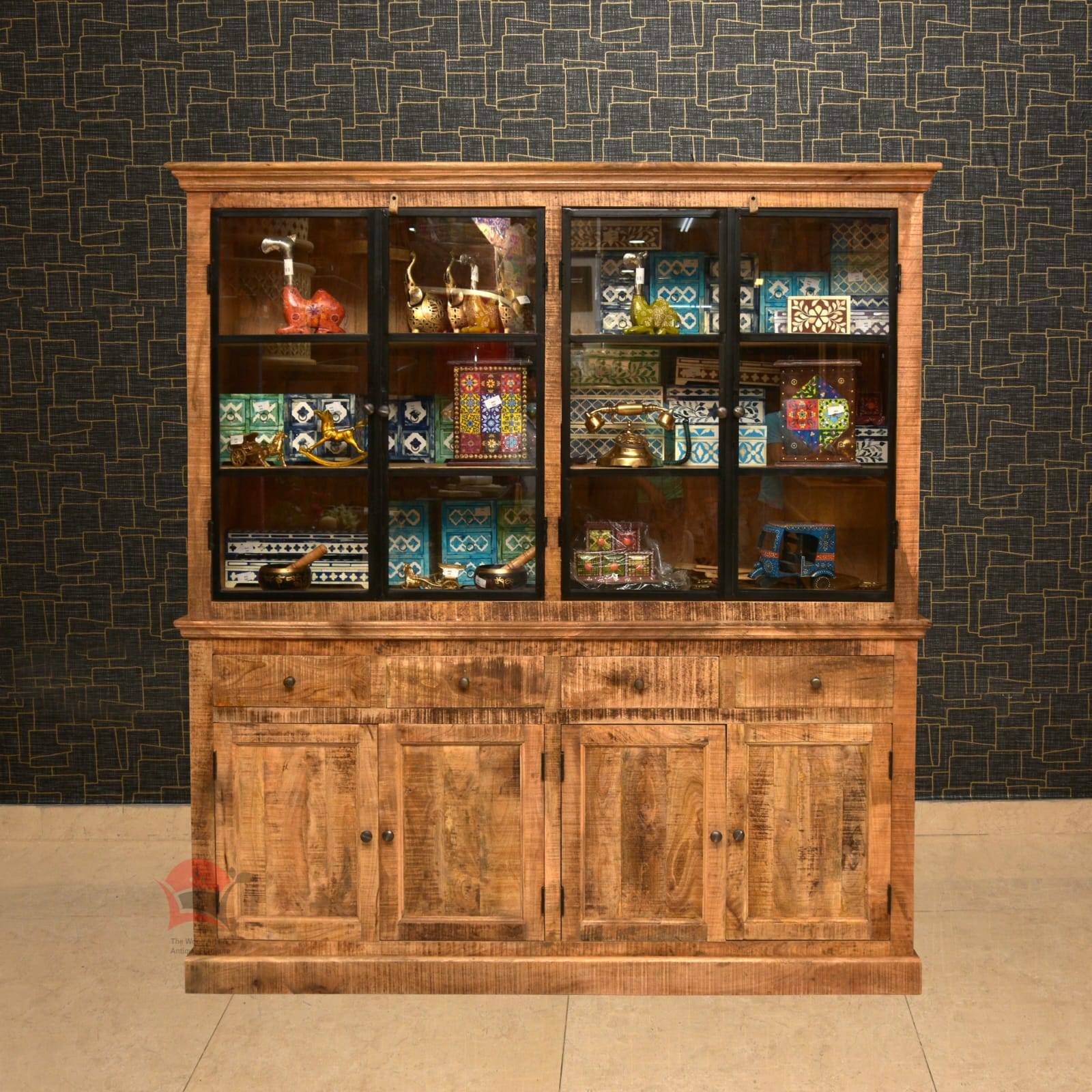 Glass Cabinet With Cupboards: GCWC10
