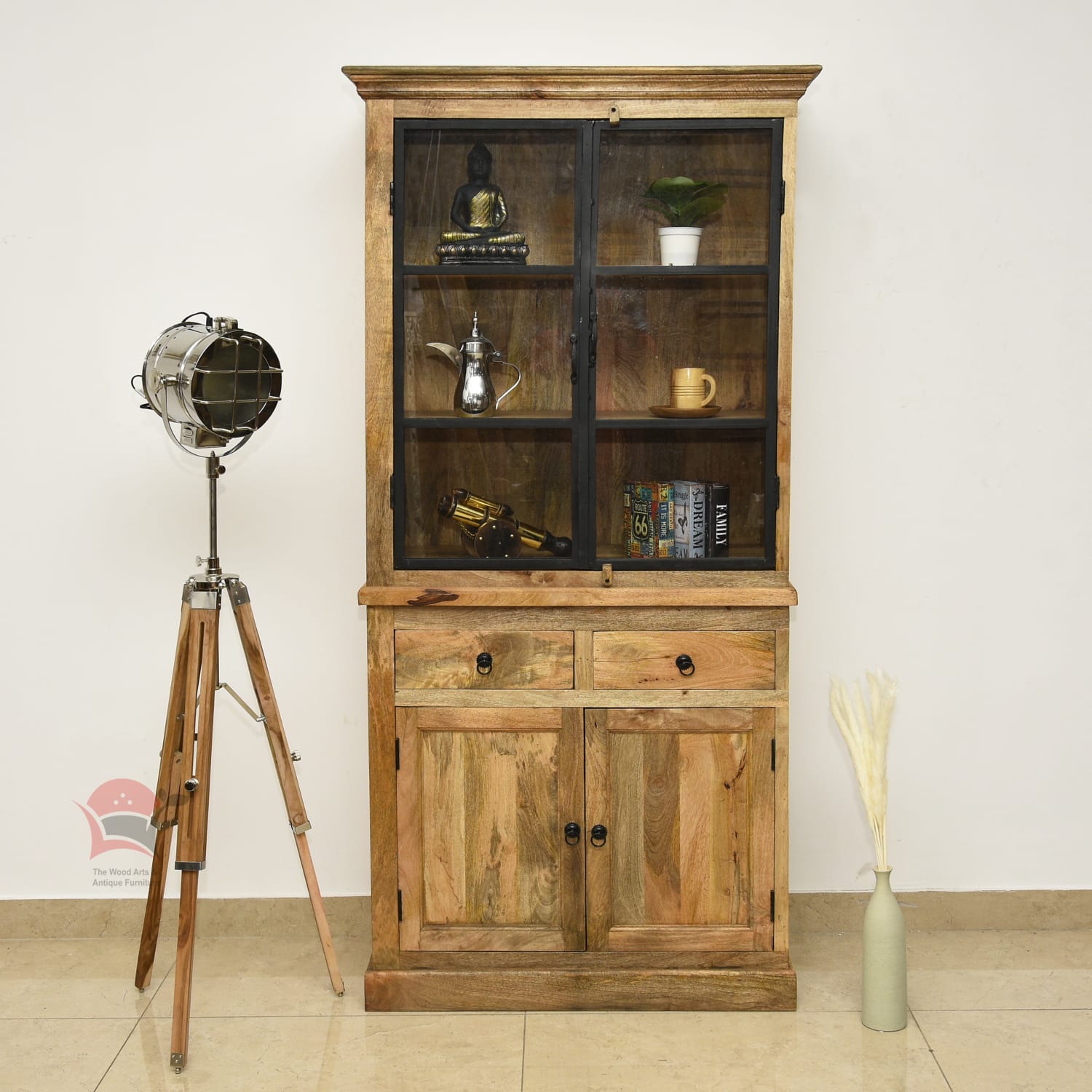 Glass Cabinet With Cupboards: GCWC05