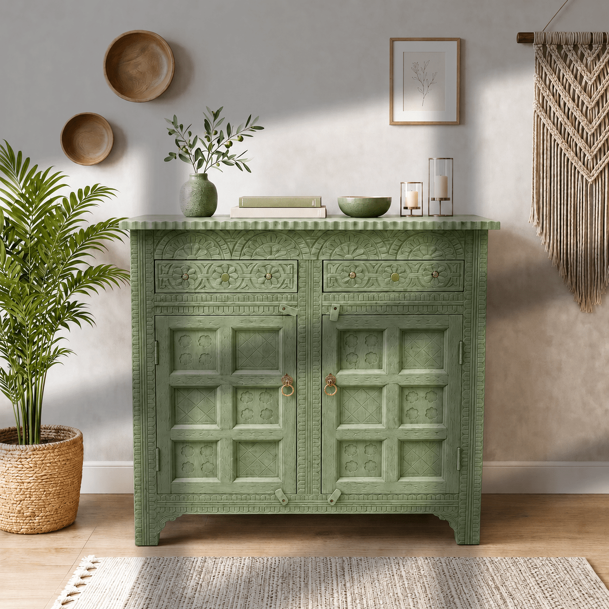 Imperial Hand-Carved Wooden Console Cabinet buffet