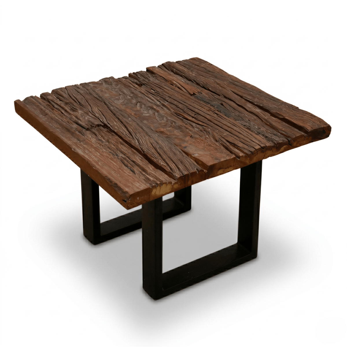 Vintage Style Railway Wood Metal Side Table | Handcrafted Industrial Furniture UAE