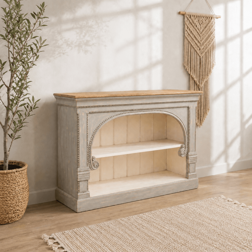 The Elora handmade mango wood display console table