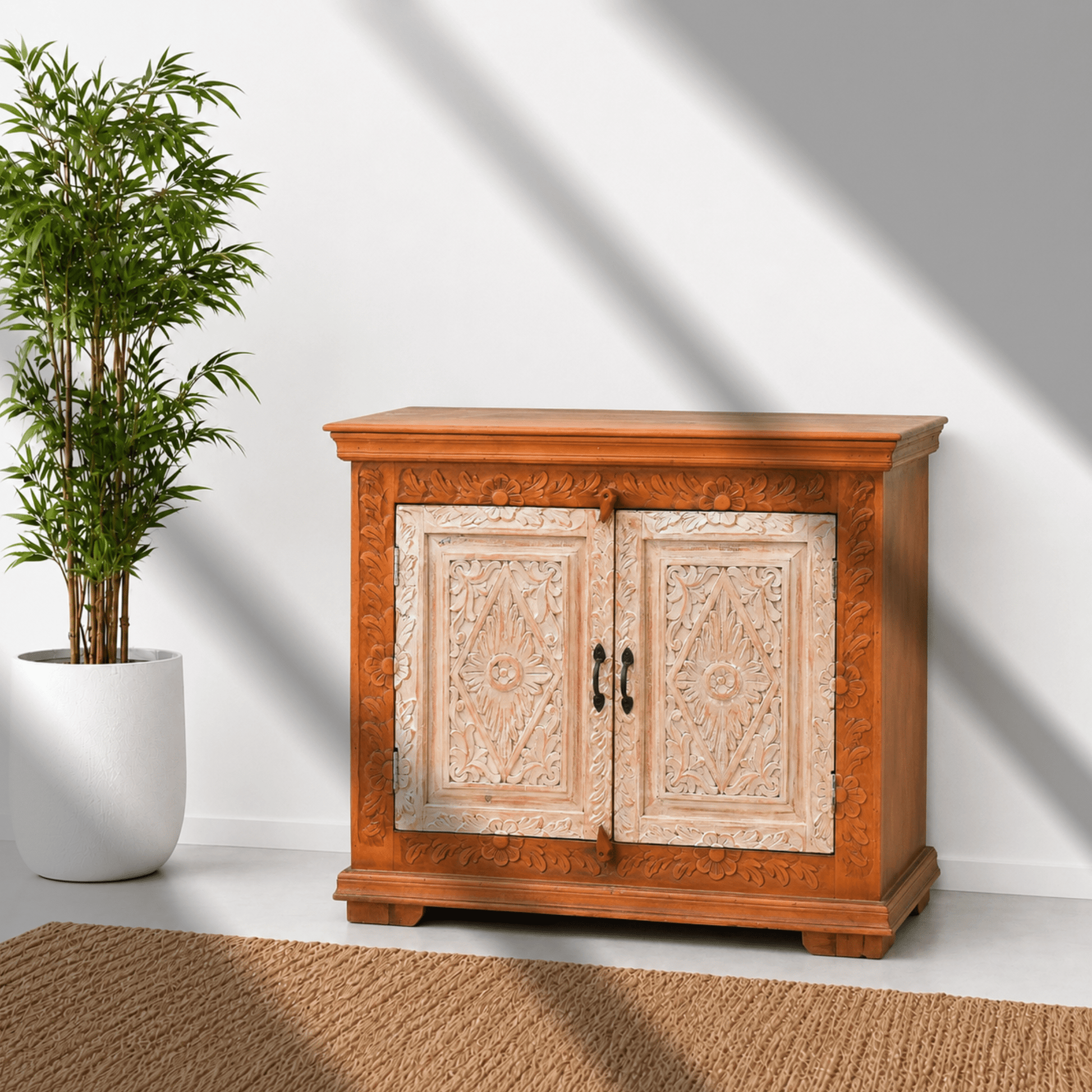 Classic Hand-Carved Mango Wood Side Console buffet