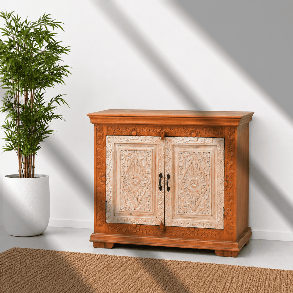 Classic Hand-Carved Mango Wood Side Console buffet