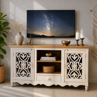 The Ivory Crest Entertainment Unit | White Rustic TV Cabinet UAE