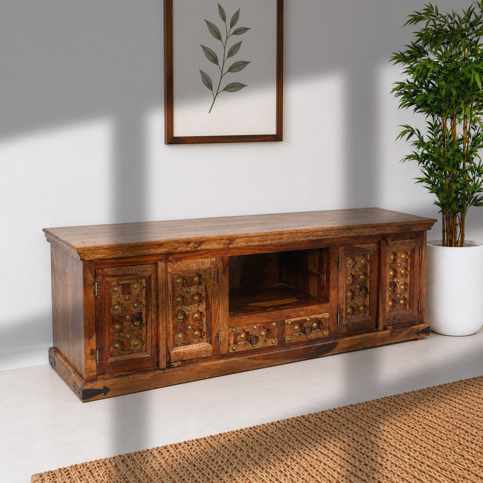 Royal Vintage Solid Sheesham Wood Entertainment Units