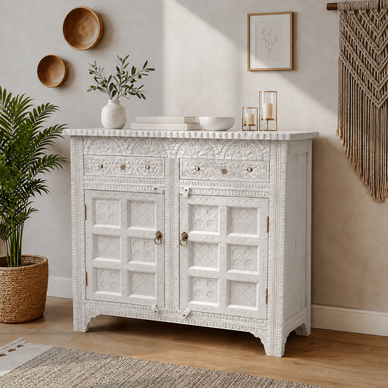Imperial Hand-Carved Wooden Console Cabinet buffet