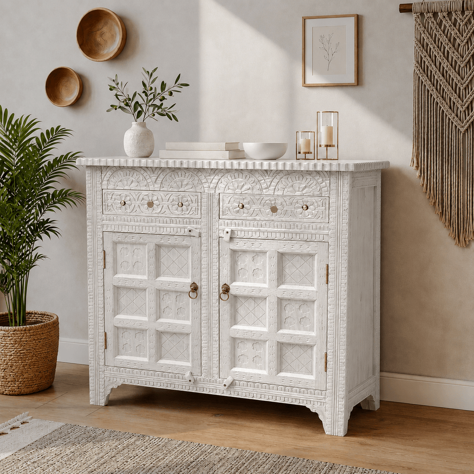 Imperial Hand-Carved Wooden Console Cabinet buffet