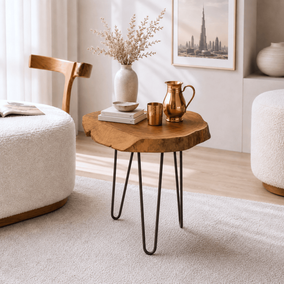 Organic Live Edge Wooden Stool Table