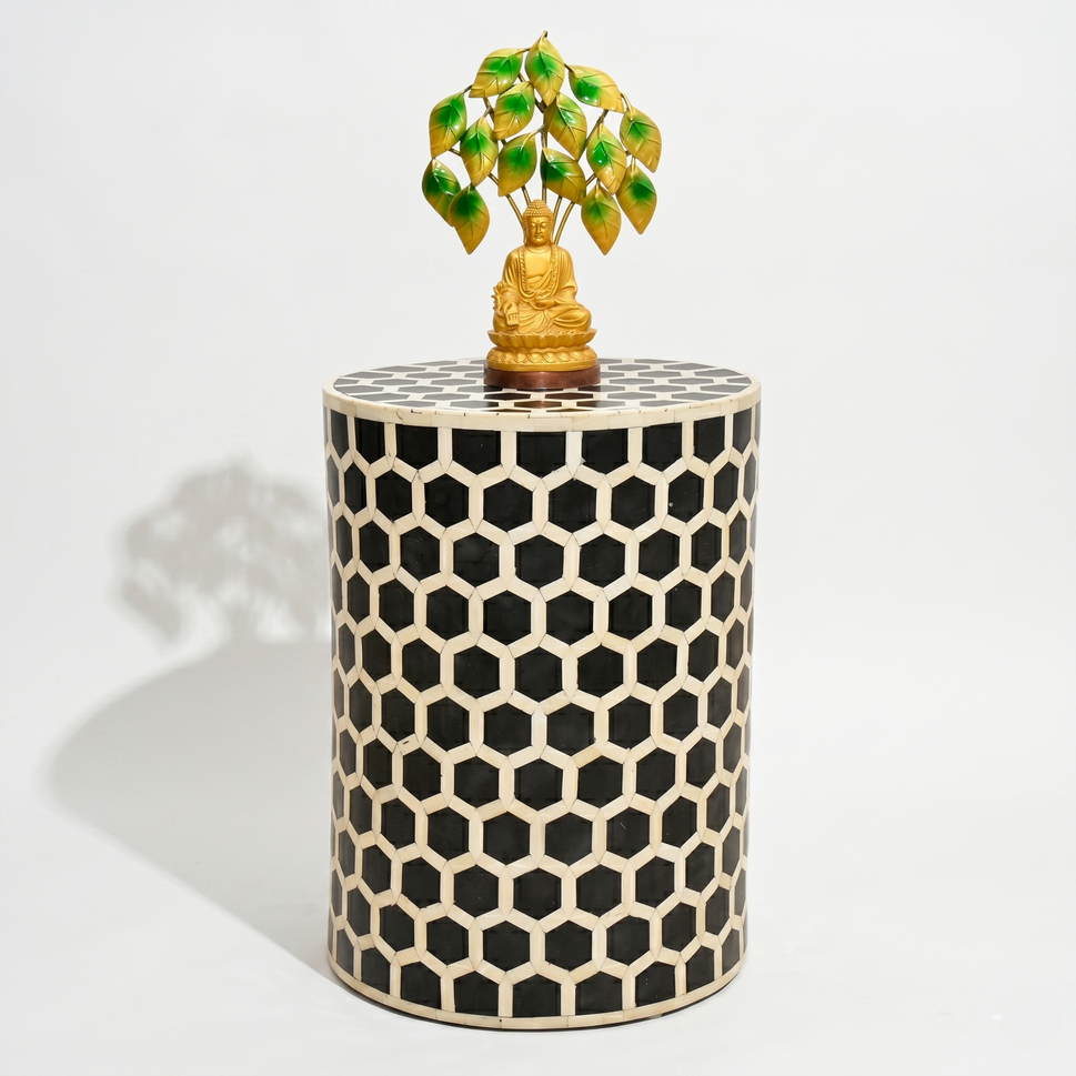 Resin Round Side Table with Decorative Finish | Dubai UAE