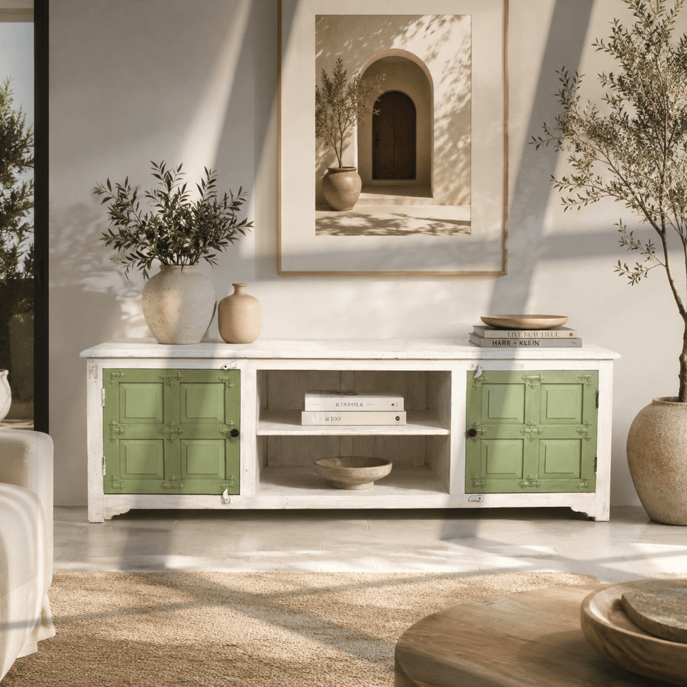 The Dubai Prestige Rustic Mango Wood Entertainment Center