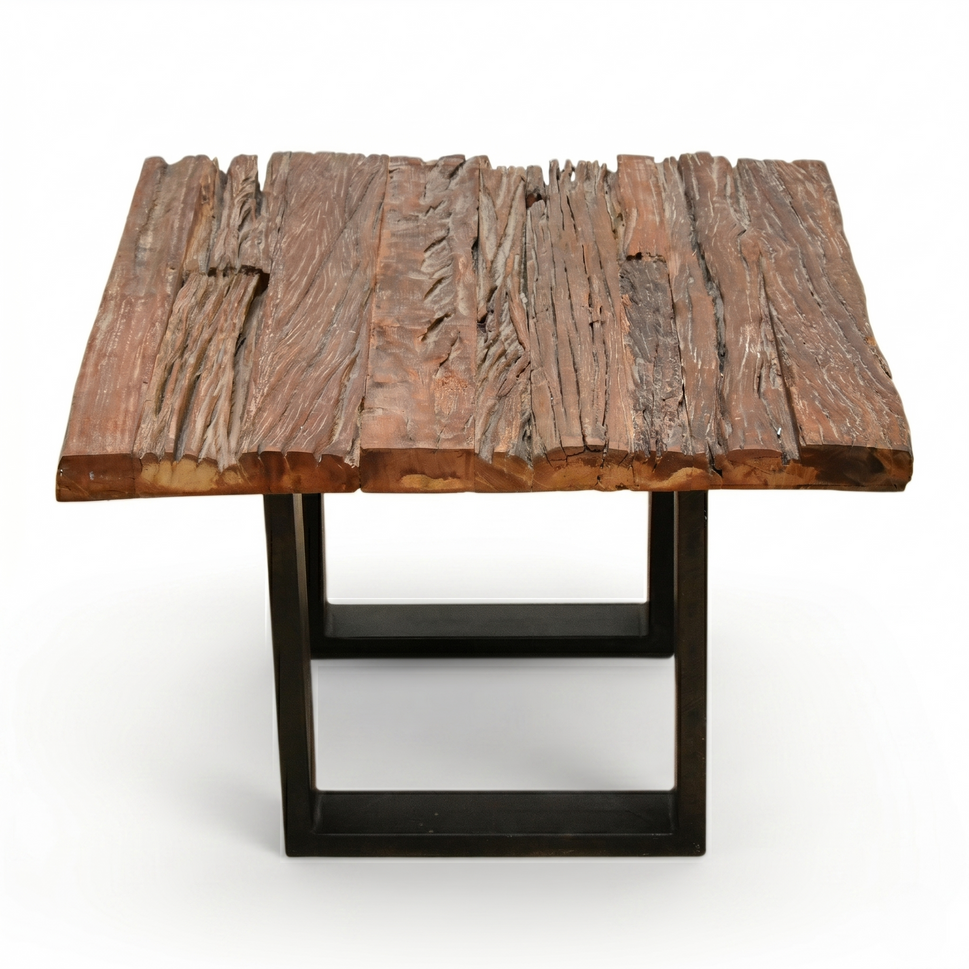 Vintage Style Railway Wood Metal Side Table | Handcrafted Industrial Furniture UAE
