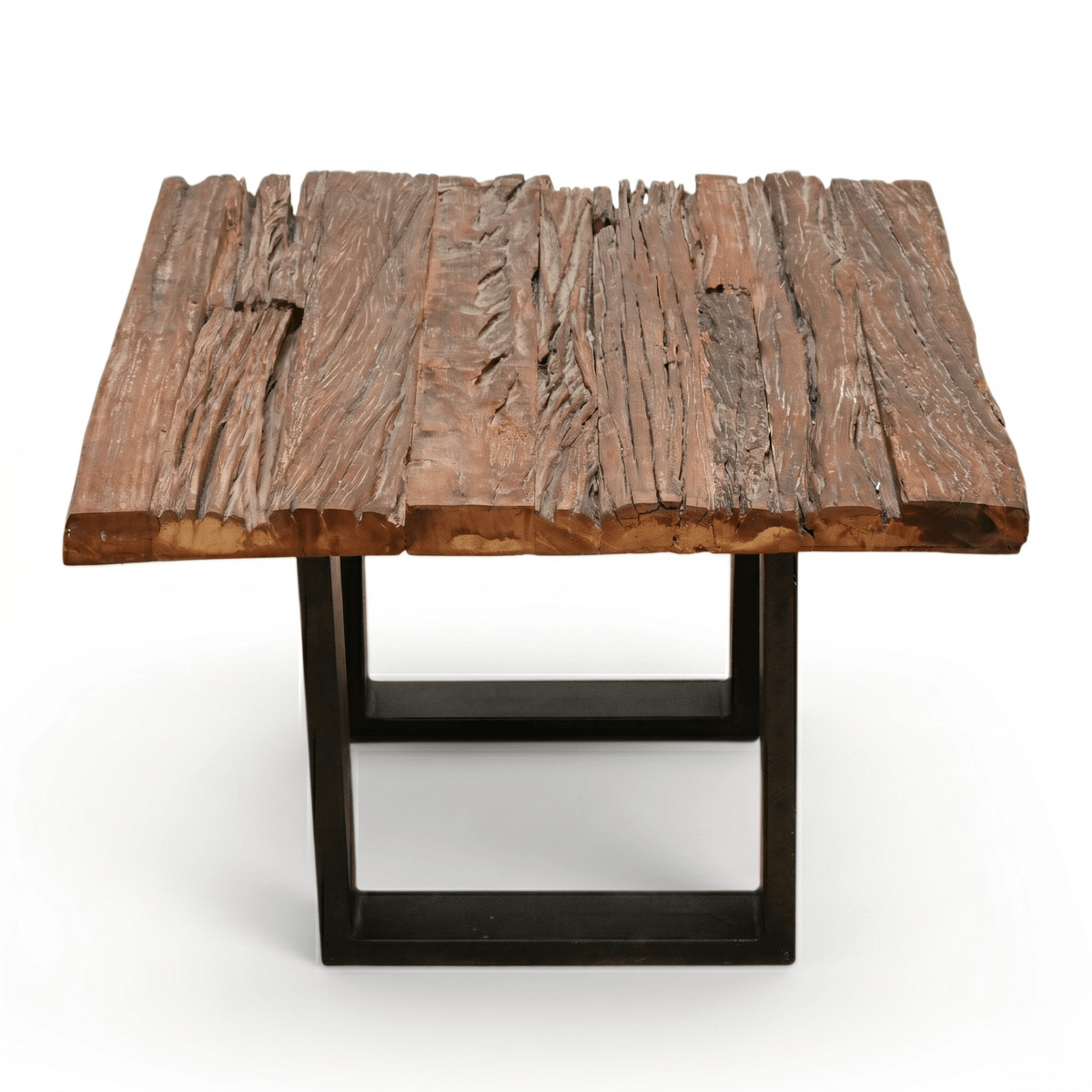 Vintage Style Railway Wood Metal Side Table | Handcrafted Industrial Furniture UAE
