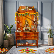 Divine Heritage with drawers Prayer Cabinet with honey finish
