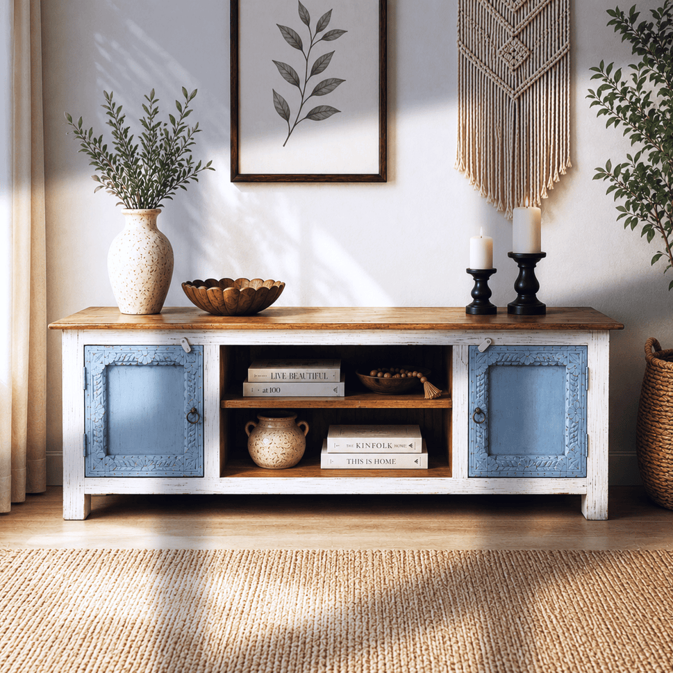 The Dubai Prestige Rustic Mango Wood Entertainment Center