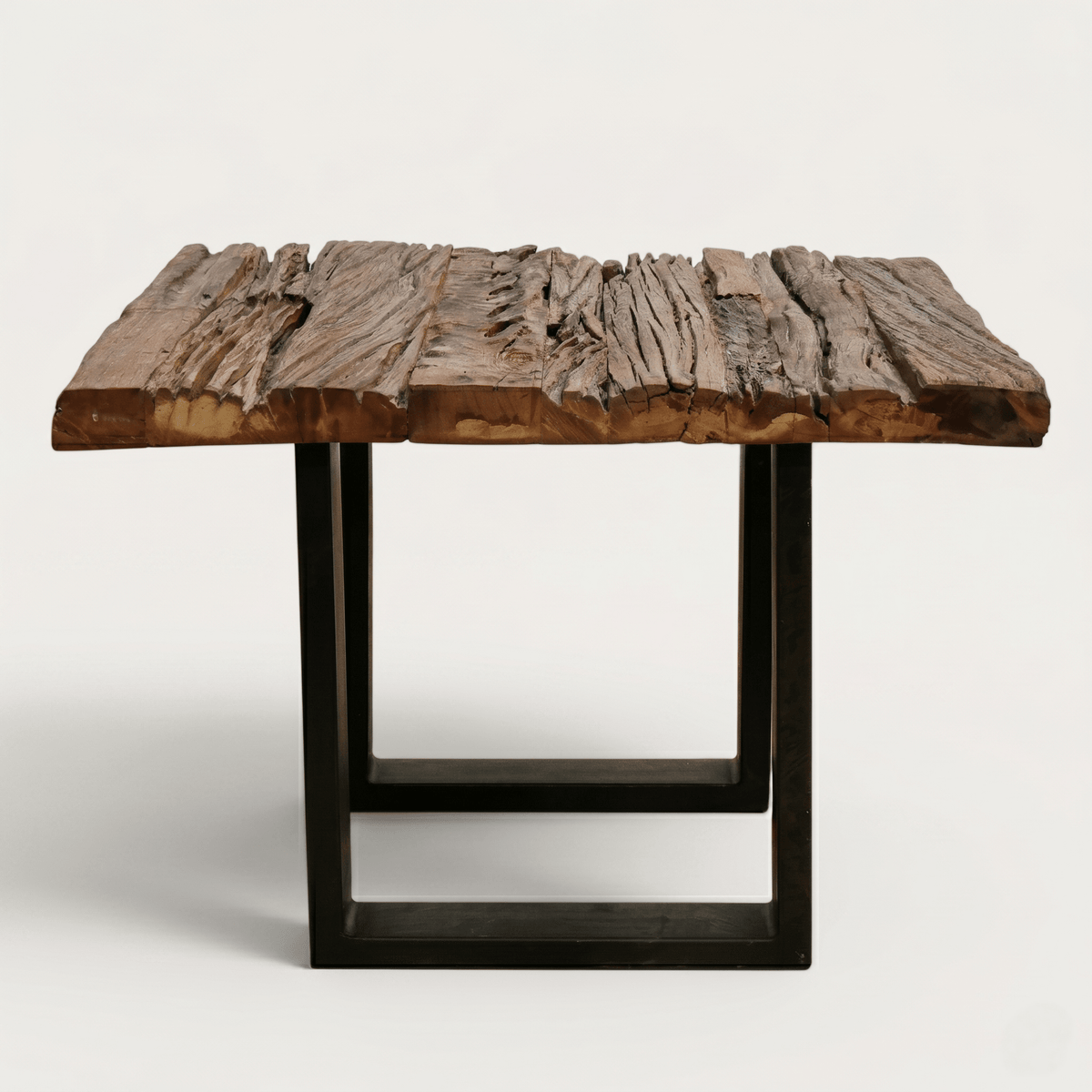 Vintage Style Railway Wood Metal Side Table | Handcrafted Industrial Furniture UAE