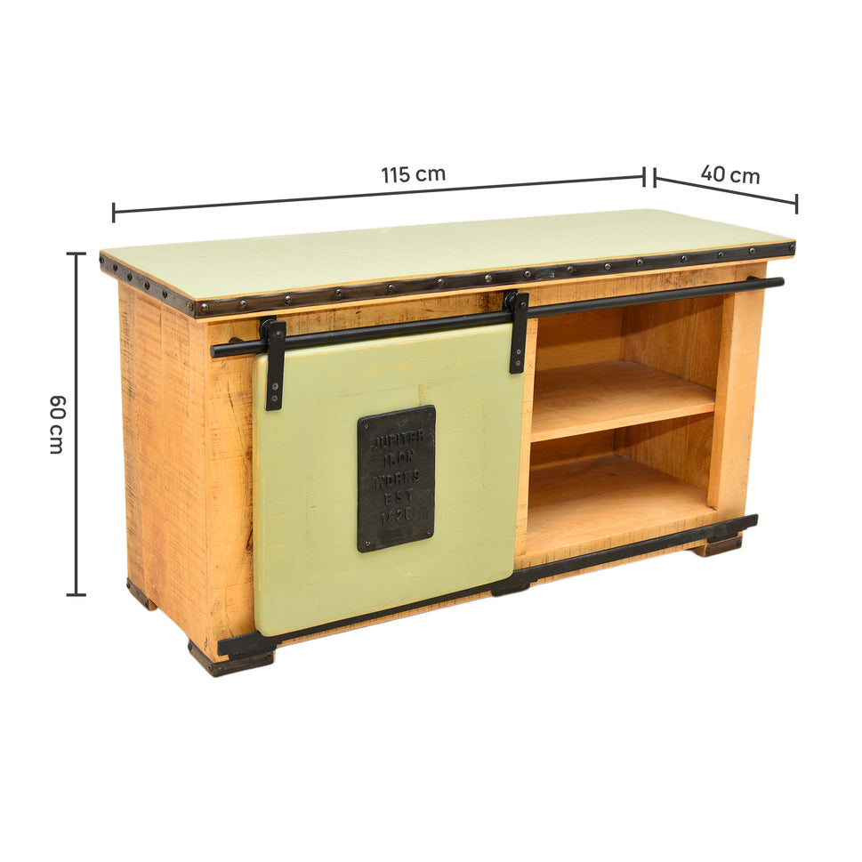 Lunaro solid Wood TV Console Unit with Sliding Door