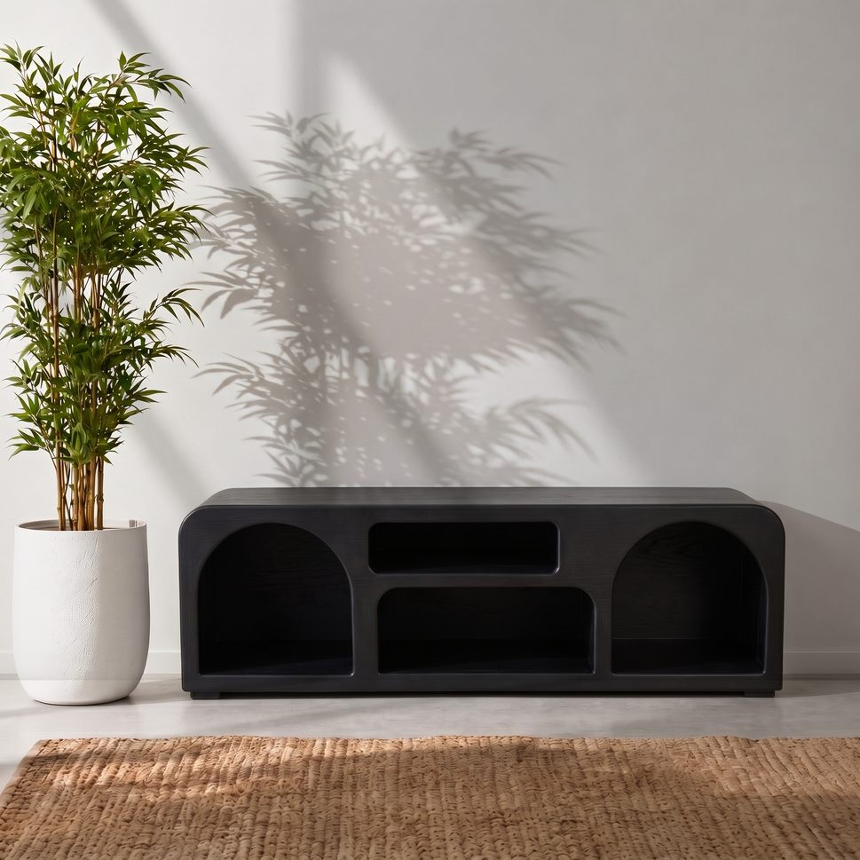 The Sierra Natural Wood Media Stand | Open Storage TV Unit UAE