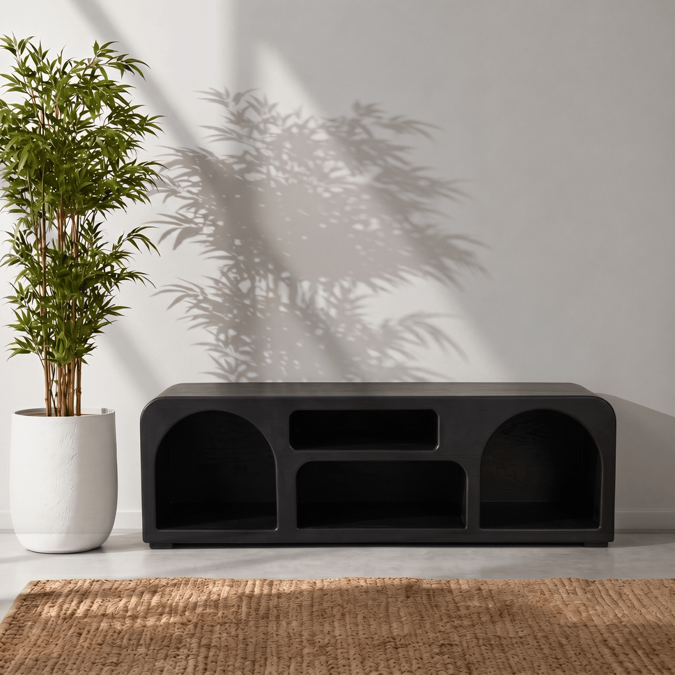 The Sierra Natural Wood Media Stand | Open Storage TV Unit UAE