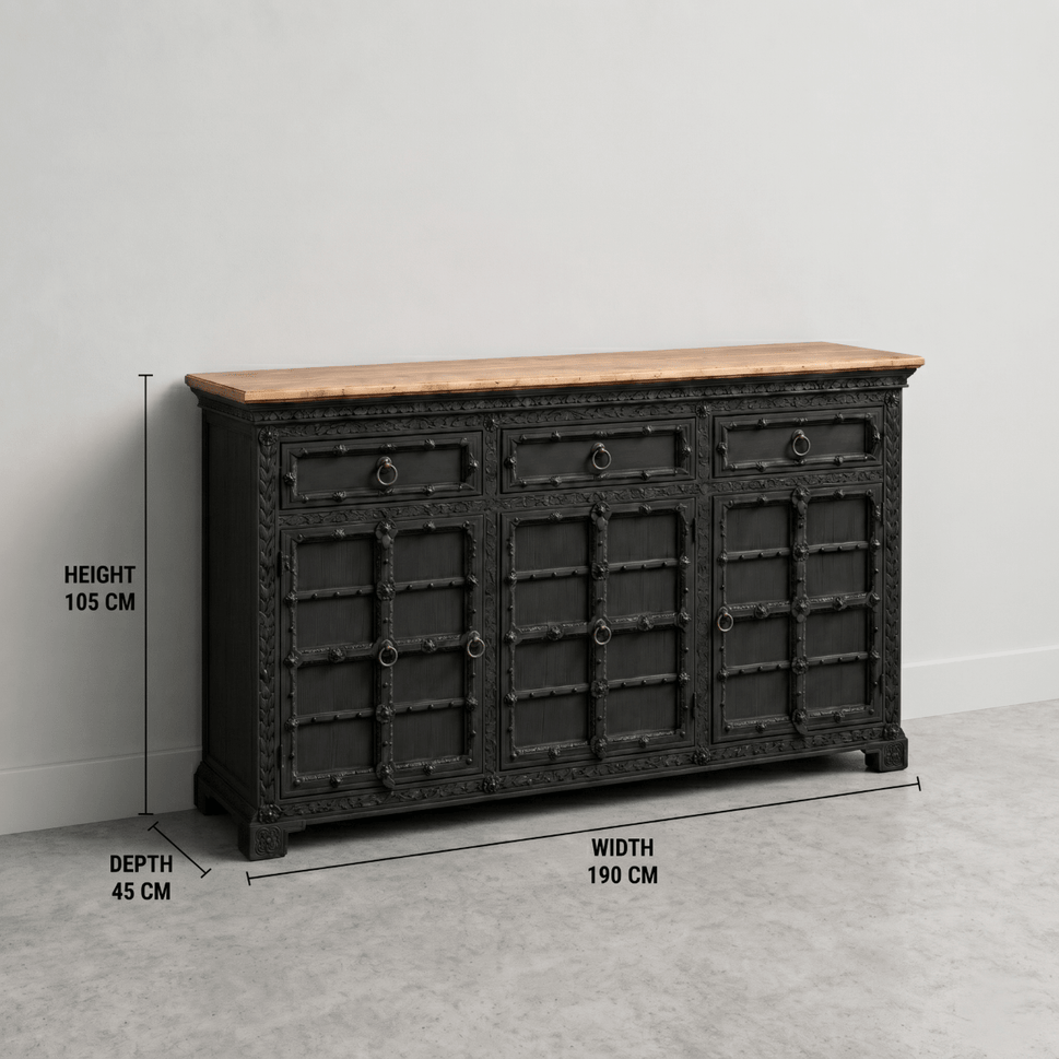Imperial Handcrafted black Antique heritage Sideboard cabinet