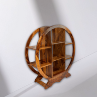 Hardwood round bookcase with wood color finish