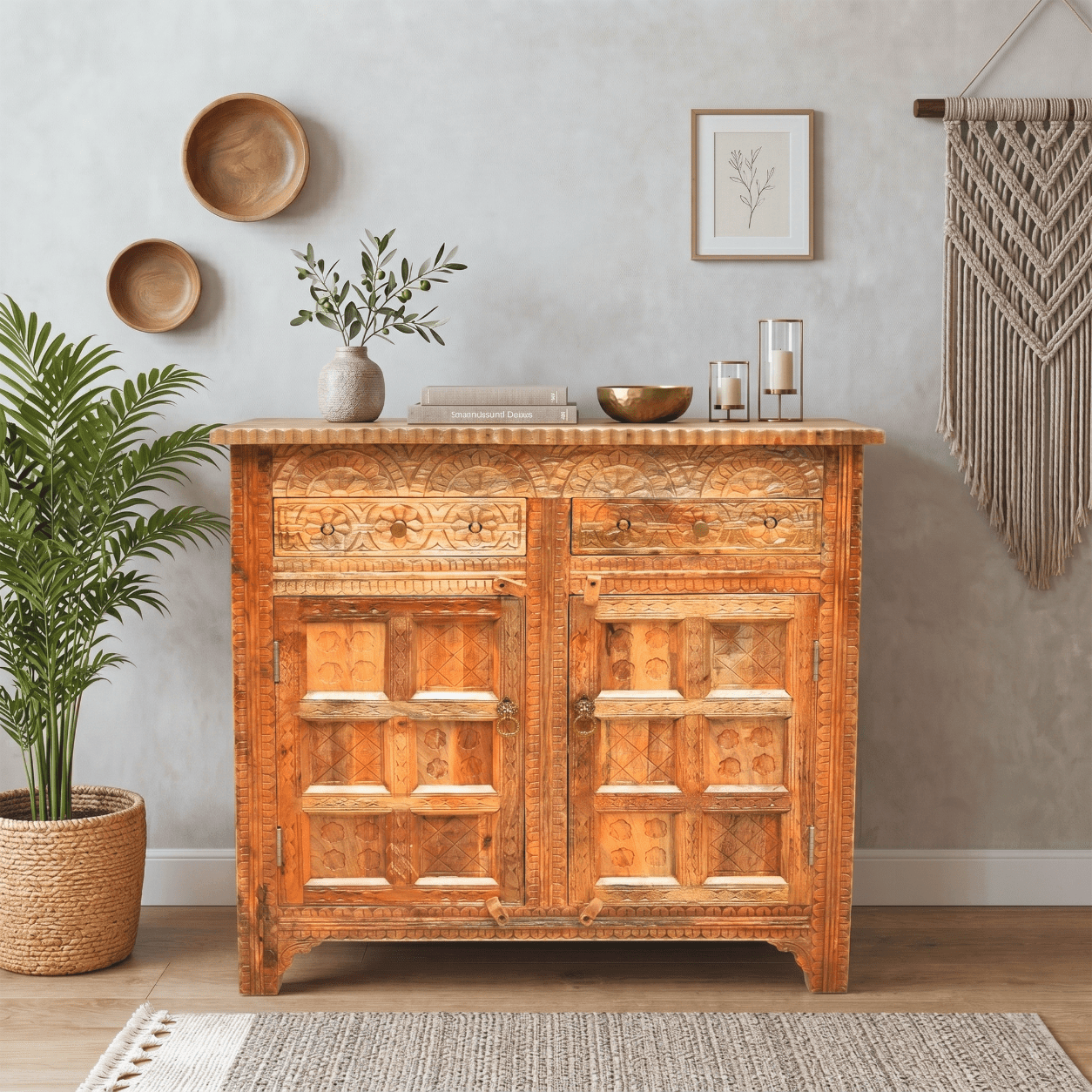 Imperial Hand-Carved Wooden Console Cabinet buffet