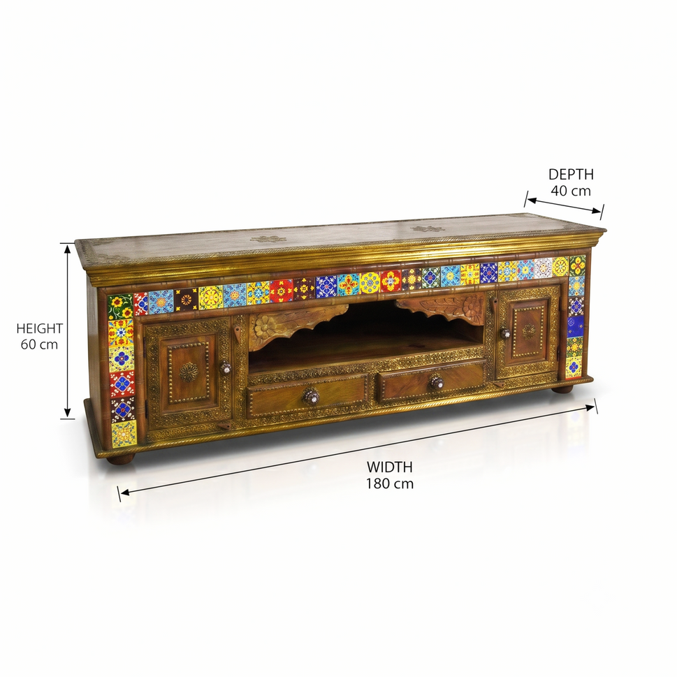 Royal Vintage Solid Sheesham Wood Entertainment Units