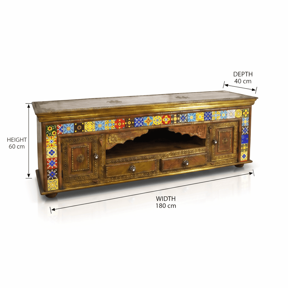 Royal Vintage Solid Sheesham Wood Entertainment Units
