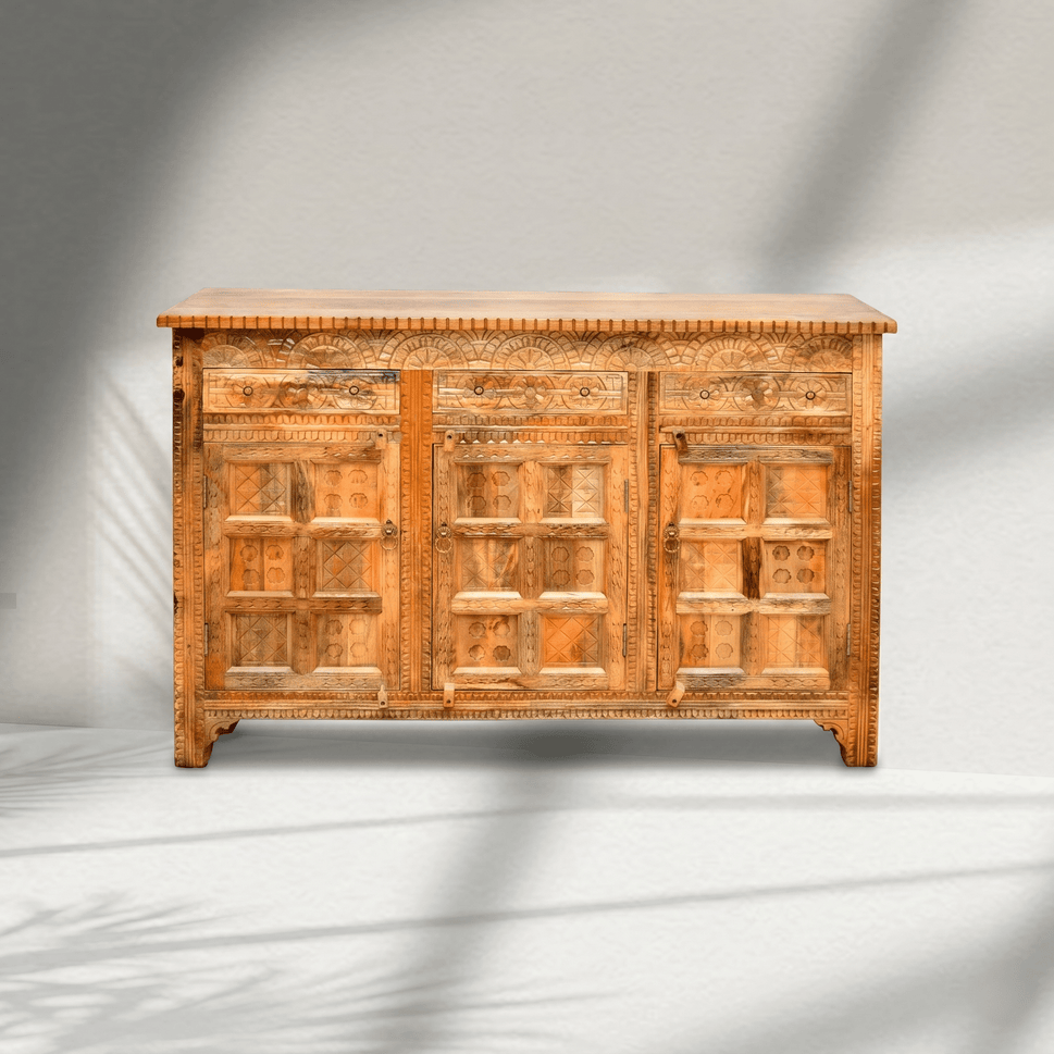 Natural Heritage Carved Hardwood Console buffet table